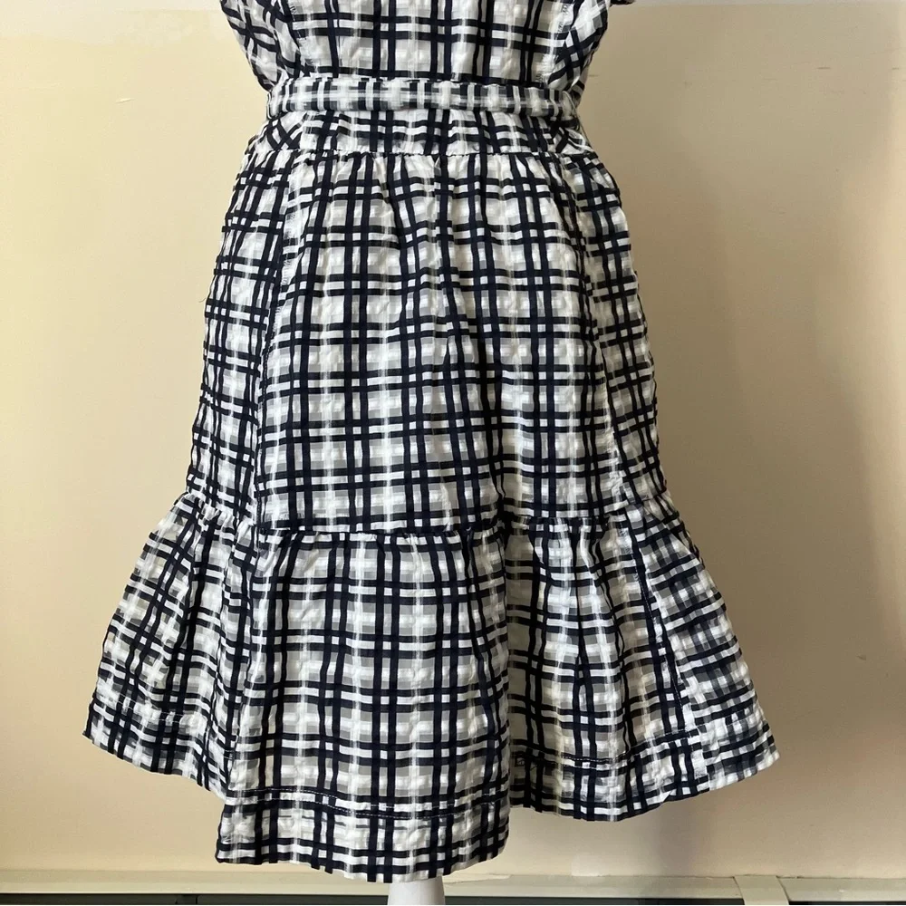 Maeve by Anthropologie Black & White Plaid Mini Flounce Dress size 10 - Picture 9 of 12